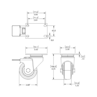 31-SPD3-1 MODULAR SOLUTIONS CASTER 3" SWIVEL TOP PLATE W/LOCK